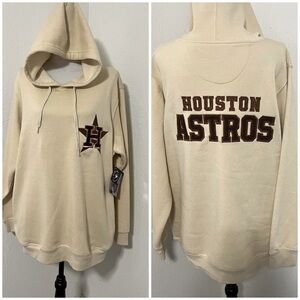 Stitches Men’s Large Houston Astros Cream & Brown Hooded Sweatshirt with Pockets